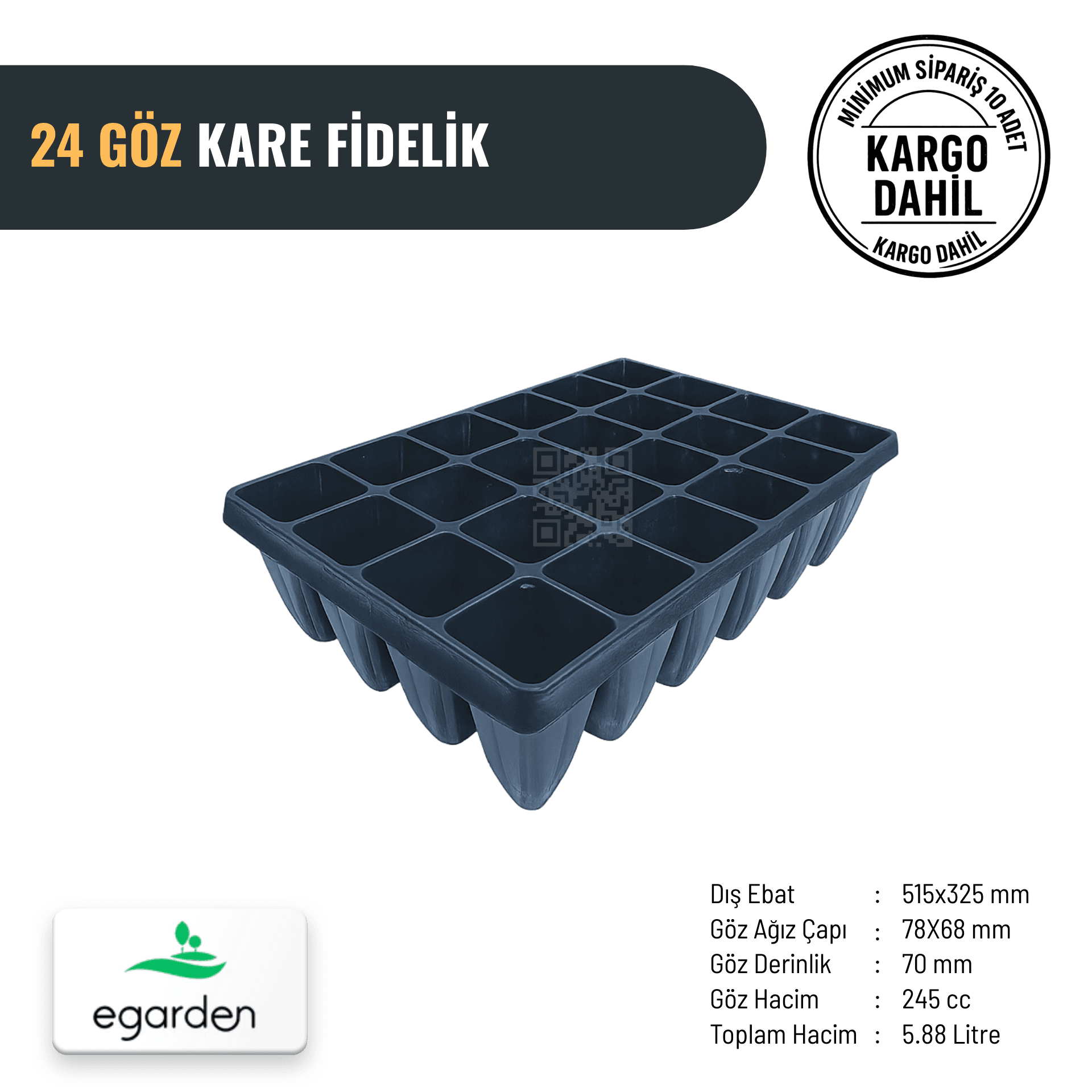 24 Göz Kare Fide Viyolü – 245 cc (5.88 Litre Toplam Hacim)